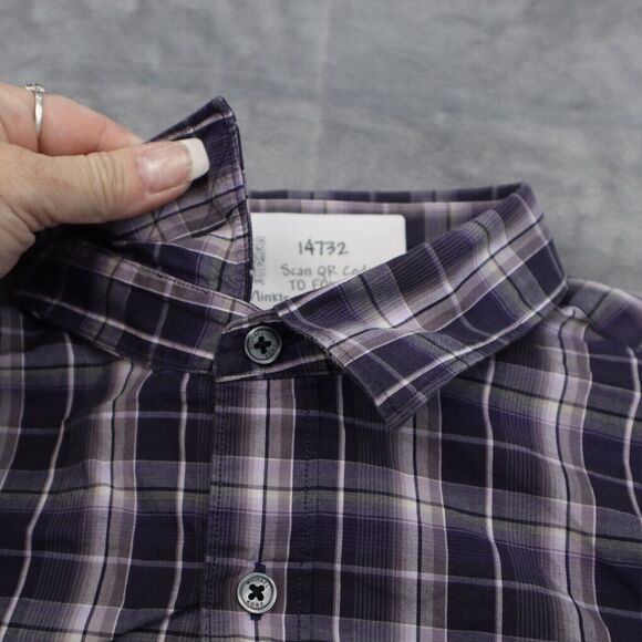 Michael Kors Shirt Mens L Purple Plaid Button Up Long Sleeve Collared Top - Picture 7 of 16